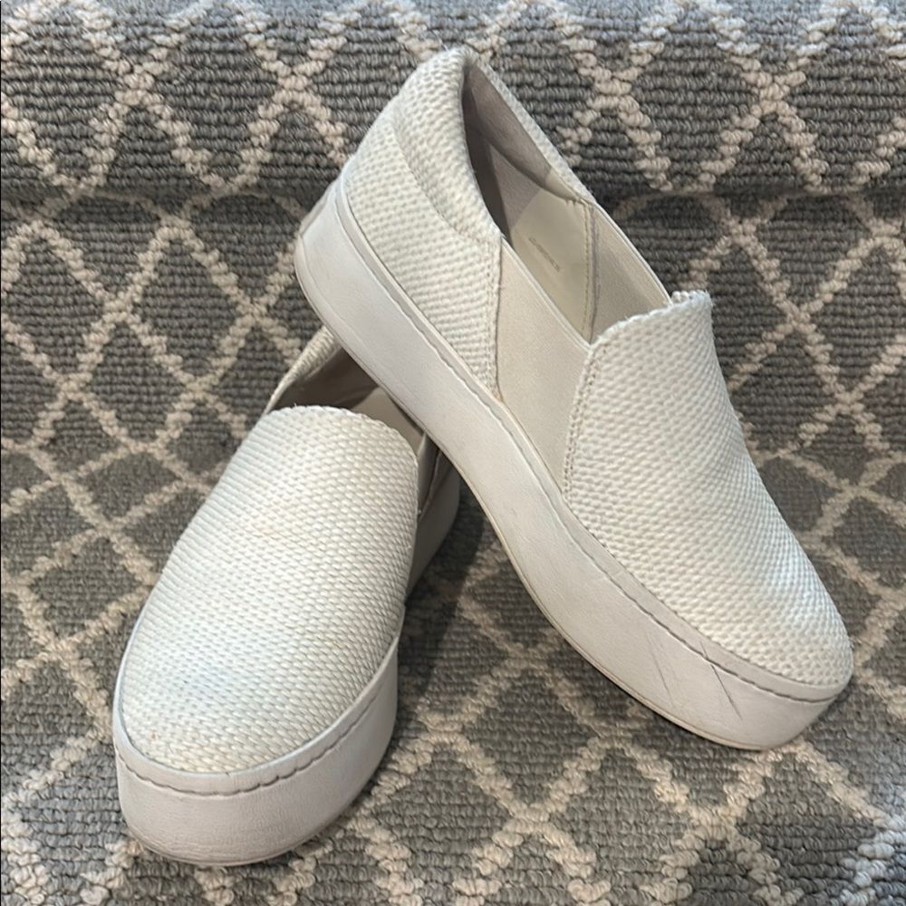 Vince White Slip-On Sneakers with Textured Upper